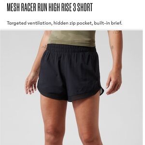 Athleta Mesh Racer High-Rise 3" Women's Shorts - Black